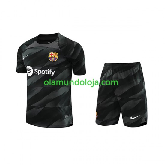 Camisola FC Barcelona Guarda-redes Criança Equipamento Segundo 2023-2024 Manga Curta